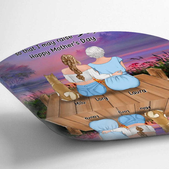 Personalized Mom & Daughter Pillow Cover - Gift Idea For Mother's Day/Pet Lovers  - Up to 4 Dogs/Cats - Mom You Worked Hard And Raised Me Well So That I May Raise Dogs