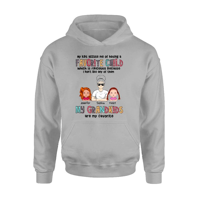 Personalized Grandma Shirt - Up to 6 Kids - Mother's Day Gift Idea For Grandma - My Kids Accuse My Of Having A Favorite Child Which Is Ridiculous