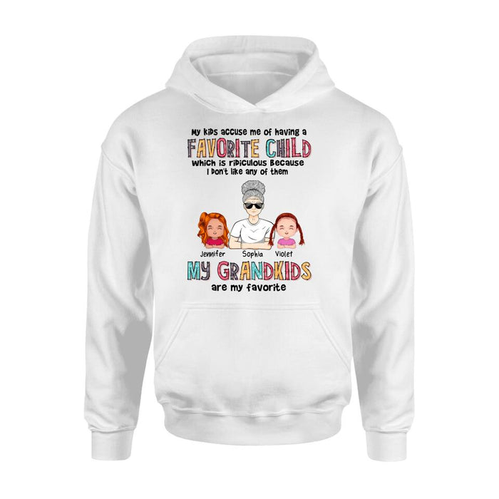 Personalized Grandma Shirt - Up to 6 Kids - Mother's Day Gift Idea For Grandma - My Kids Accuse My Of Having A Favorite Child Which Is Ridiculous