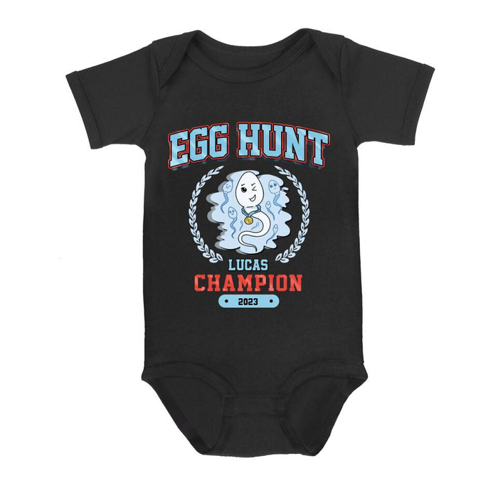 Personalized Kid T-shirt/Baby Onesie - Egg Hunt Champion 2023 - Gift Idea From Mother/Father to Kid