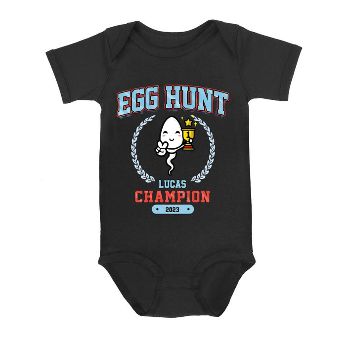 Personalized Kid T-shirt/Baby Onesie - Gift Idea From Mother/Father to Kid - Egg Hunt Champion 2023