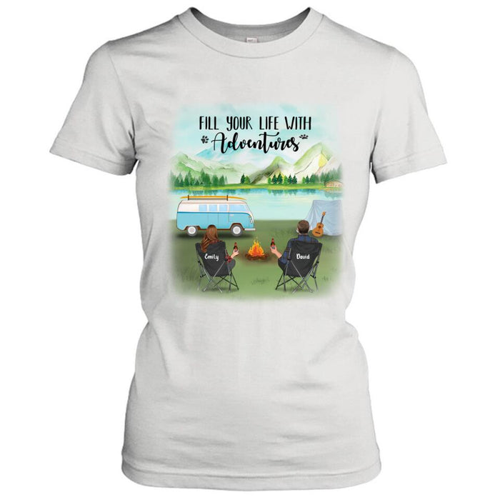 Personalized Camping T-shirt/Pullover Hoodie - Couple/Parents With Up to 6 Kids And 2 Pets - Best Gift For Camping Lover