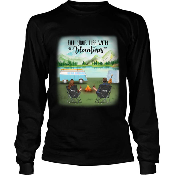 Personalized Camping T-shirt/Pullover Hoodie - Couple/Parents With Up to 6 Kids And 2 Pets - Best Gift For Camping Lover