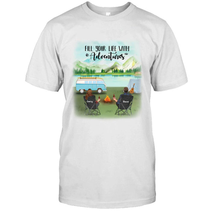Personalized Camping T-shirt/Pullover Hoodie - Couple/Parents With Up to 6 Kids And 2 Pets - Best Gift For Camping Lover