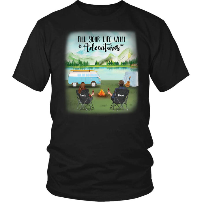 Personalized Camping T-shirt/Pullover Hoodie - Couple/Parents With Up to 6 Kids And 2 Pets - Best Gift For Camping Lover