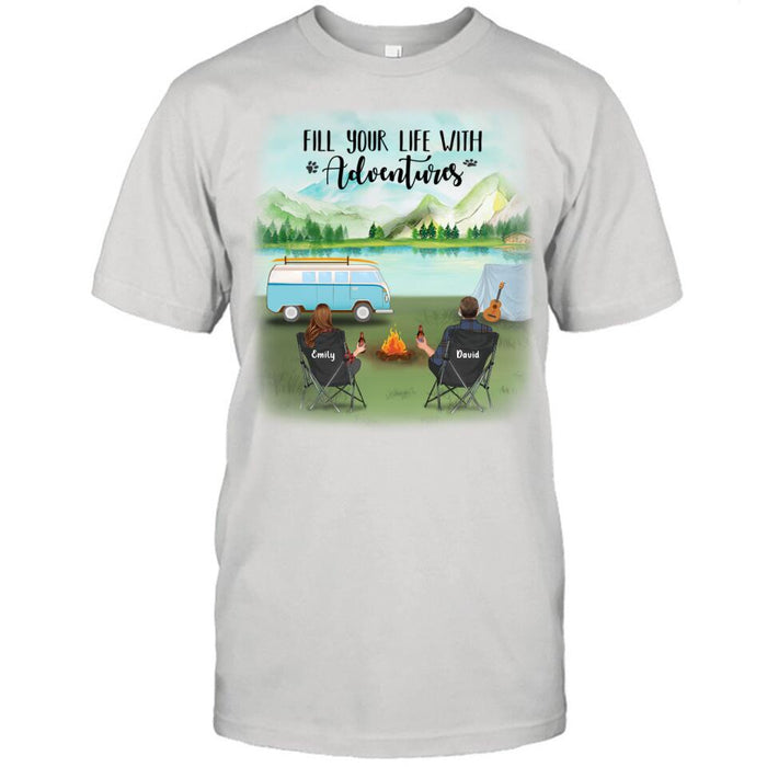 Personalized Camping T-shirt/Pullover Hoodie - Couple/Parents With Up to 6 Kids And 2 Pets - Best Gift For Camping Lover