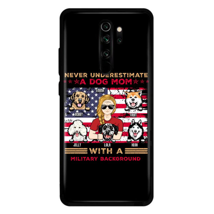 Personalized Dog Mom Phone Case - Up to 5 Dogs - Mother's Day Gift Idea For Dog Lover - Never Underestimate A Dog Mom With A Military Background - Case For Xiaomi/Oppo/Huawei