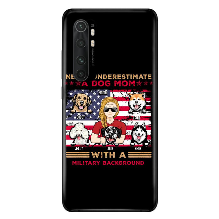 Personalized Dog Mom Phone Case - Up to 5 Dogs - Mother's Day Gift Idea For Dog Lover - Never Underestimate A Dog Mom With A Military Background - Case For Xiaomi/Oppo/Huawei
