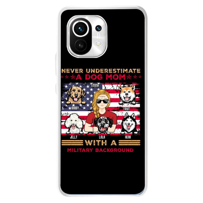 Personalized Dog Mom Phone Case - Up to 5 Dogs - Mother's Day Gift Idea For Dog Lover - Never Underestimate A Dog Mom With A Military Background - Case For Xiaomi/Oppo/Huawei