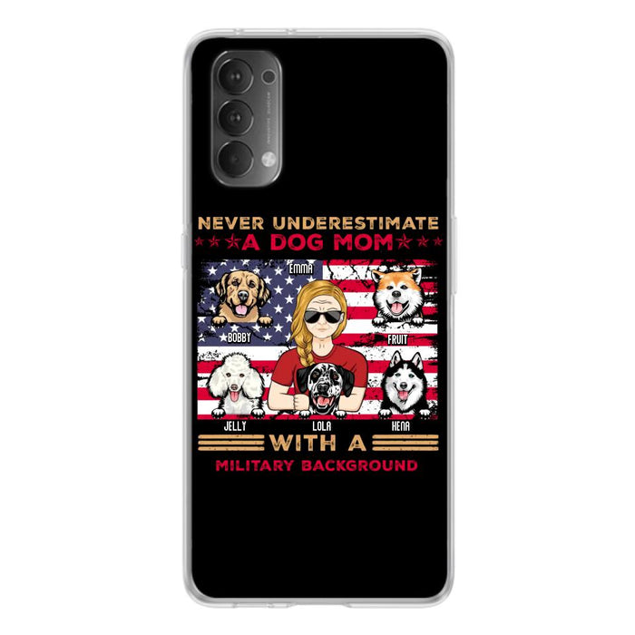 Personalized Dog Mom Phone Case - Up to 5 Dogs - Mother's Day Gift Idea For Dog Lover - Never Underestimate A Dog Mom With A Military Background - Case For Xiaomi/Oppo/Huawei