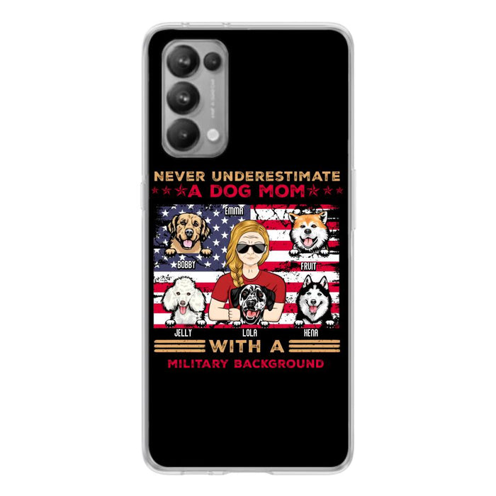 Personalized Dog Mom Phone Case - Up to 5 Dogs - Mother's Day Gift Idea For Dog Lover - Never Underestimate A Dog Mom With A Military Background - Case For Xiaomi/Oppo/Huawei