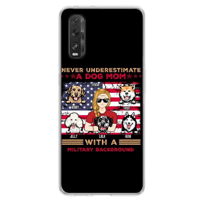 Personalized Dog Mom Phone Case - Up to 5 Dogs - Mother's Day Gift Idea For Dog Lover - Never Underestimate A Dog Mom With A Military Background - Case For Xiaomi/Oppo/Huawei