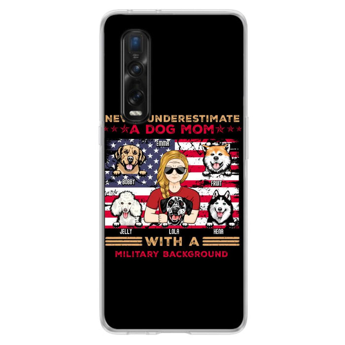 Personalized Dog Mom Phone Case - Up to 5 Dogs - Mother's Day Gift Idea For Dog Lover - Never Underestimate A Dog Mom With A Military Background - Case For Xiaomi/Oppo/Huawei