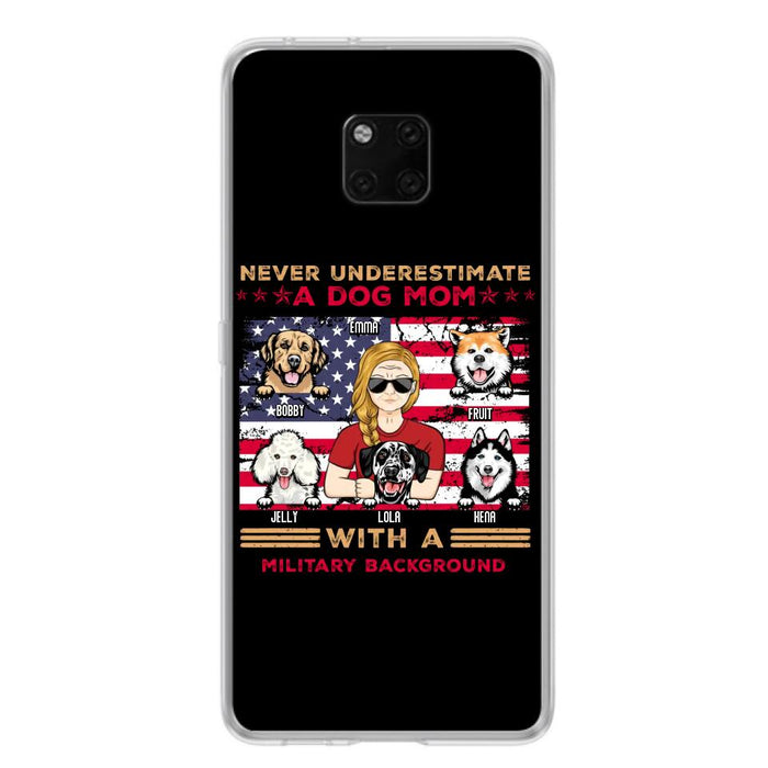 Personalized Dog Mom Phone Case - Up to 5 Dogs - Mother's Day Gift Idea For Dog Lover - Never Underestimate A Dog Mom With A Military Background - Case For Xiaomi/Oppo/Huawei