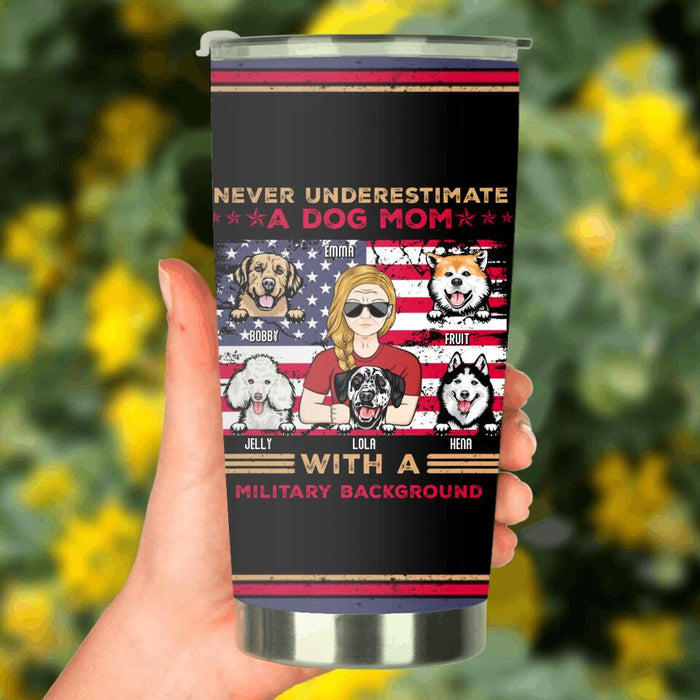 Personalized Dog Mom Tumbler - Mother's Day Gift For Dog Mom With Military Background