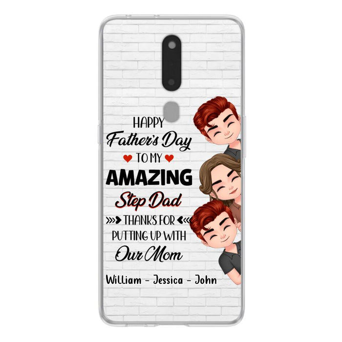 Personalized Thanks Dad Phone Case - Gift Idea For Father's Day - Up to 3 Children - To My Amazing Step Dad Thanks For Putting Up With Our Mom - Case For Oppo, Xiaomi & Huawei