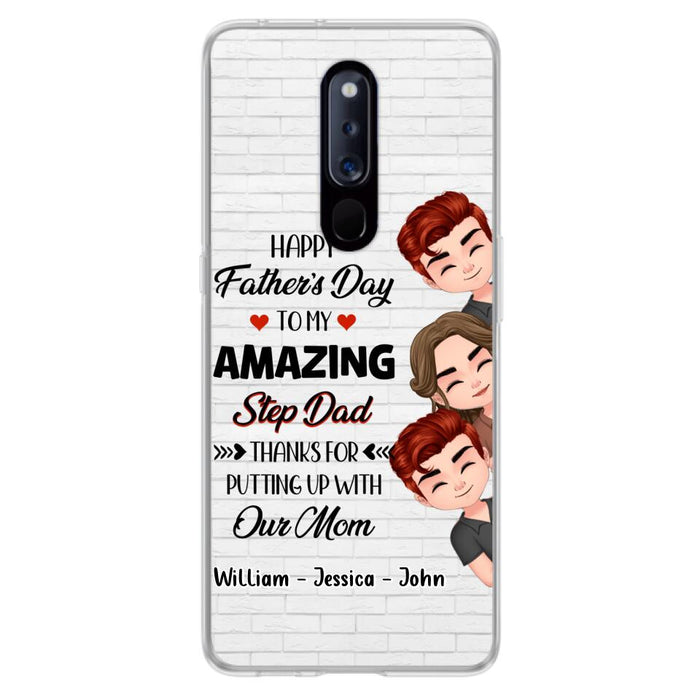 Personalized Thanks Dad Phone Case - Gift Idea For Father's Day - Up to 3 Children - To My Amazing Step Dad Thanks For Putting Up With Our Mom - Case For Oppo, Xiaomi & Huawei