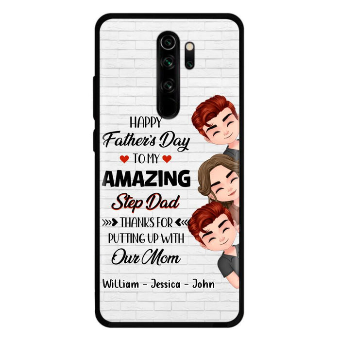 Personalized Thanks Dad Phone Case - Gift Idea For Father's Day - Up to 3 Children - To My Amazing Step Dad Thanks For Putting Up With Our Mom - Case For Oppo, Xiaomi & Huawei