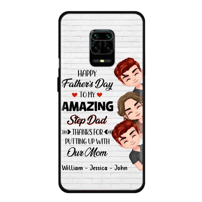 Personalized Thanks Dad Phone Case - Gift Idea For Father's Day - Up to 3 Children - To My Amazing Step Dad Thanks For Putting Up With Our Mom - Case For Oppo, Xiaomi & Huawei