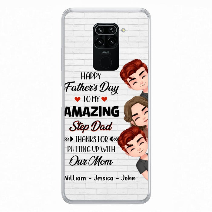 Personalized Thanks Dad Phone Case - Gift Idea For Father's Day - Up to 3 Children - To My Amazing Step Dad Thanks For Putting Up With Our Mom - Case For Oppo, Xiaomi & Huawei