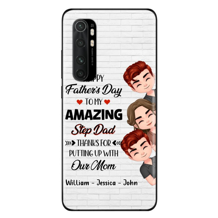 Personalized Thanks Dad Phone Case - Gift Idea For Father's Day - Up to 3 Children - To My Amazing Step Dad Thanks For Putting Up With Our Mom - Case For Oppo, Xiaomi & Huawei