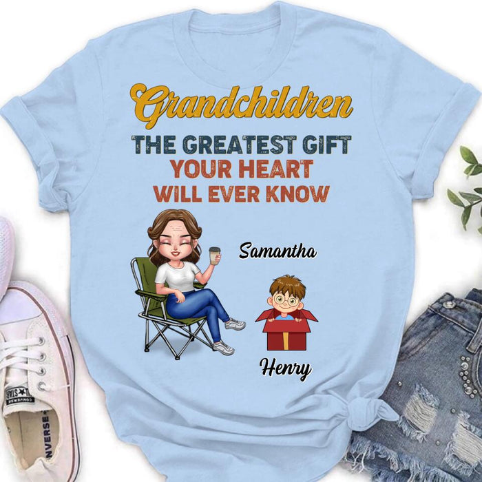 Personalized Grandma Shirt/Long sleeve/Sweatshirt/Hoodie - Gift Idea For Grandma/Mother's Day - Up to 7 Kids - Grandchildren The Greatest Gift Your Heart Will Ever Know