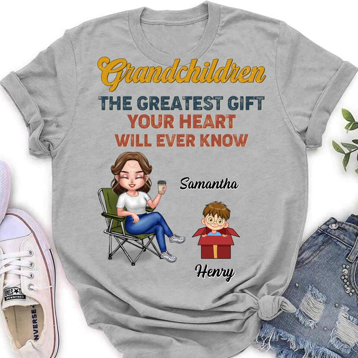 Personalized Grandma Shirt/Long sleeve/Sweatshirt/Hoodie - Gift Idea For Grandma/Mother's Day - Up to 7 Kids - Grandchildren The Greatest Gift Your Heart Will Ever Know