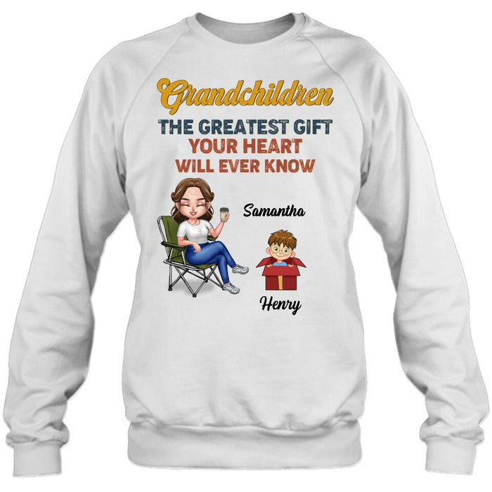 Personalized Grandma Shirt/Long sleeve/Sweatshirt/Hoodie - Gift Idea For Grandma/Mother's Day - Up to 7 Kids - Grandchildren The Greatest Gift Your Heart Will Ever Know