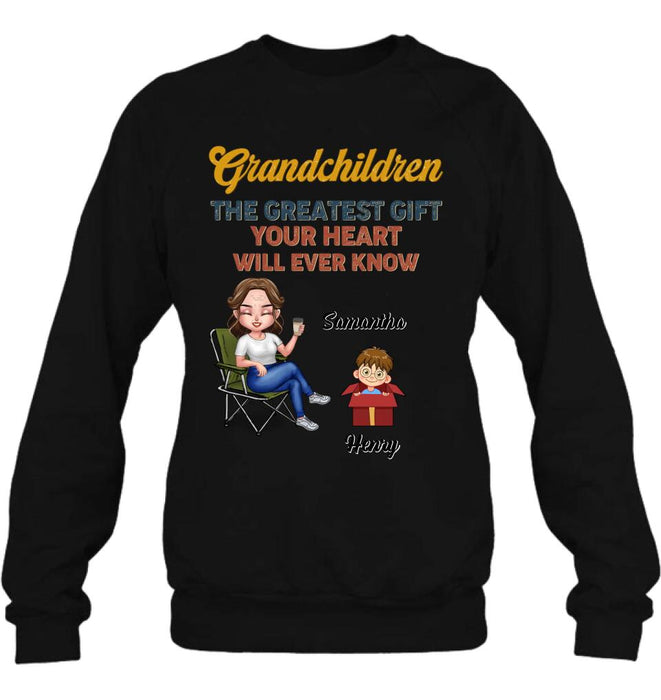 Personalized Grandma Shirt/Long sleeve/Sweatshirt/Hoodie - Gift Idea For Grandma/Mother's Day - Up to 7 Kids - Grandchildren The Greatest Gift Your Heart Will Ever Know