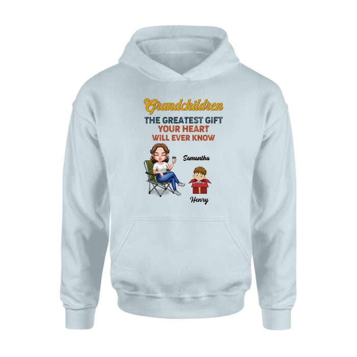 Personalized Grandma Shirt/Long sleeve/Sweatshirt/Hoodie - Gift Idea For Grandma/Mother's Day - Up to 7 Kids - Grandchildren The Greatest Gift Your Heart Will Ever Know