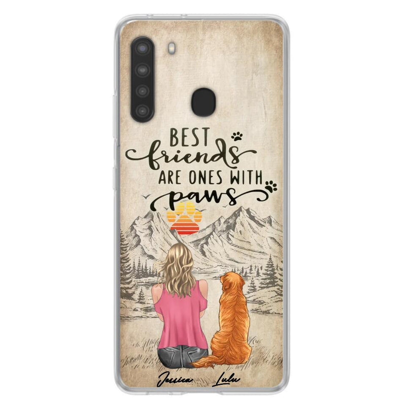 Custom Personalized Dog Mom Phone Case - Upto 5 Dogs - Gift Idea For Mother's Day/Dog Lovers - Best Friends Are Ones With Paws - Case For iPhone And Samsung