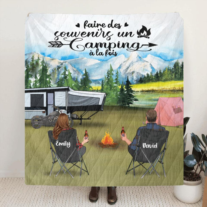Personalized Camping Blanket - Couple/Parents with up to 5 Kids and 4 Pets - Gift For Camping Lover