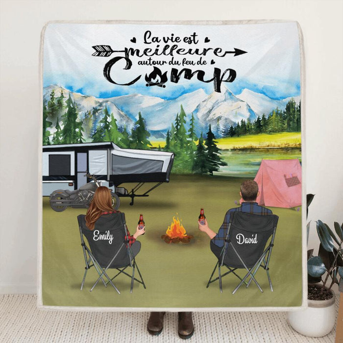 Personalized Camping Blanket - Parents with up to 5 Kids and 4 Pets - Gift For Camping Lover