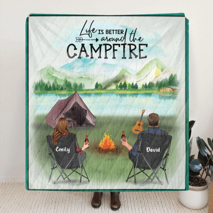 Personalized Camping Blanket Gift for Whole Family, Camping Lovers - Couple with Up to 6 Pets, Parents with Up to 6 Kids, No Camper -  Camping Partners For Life