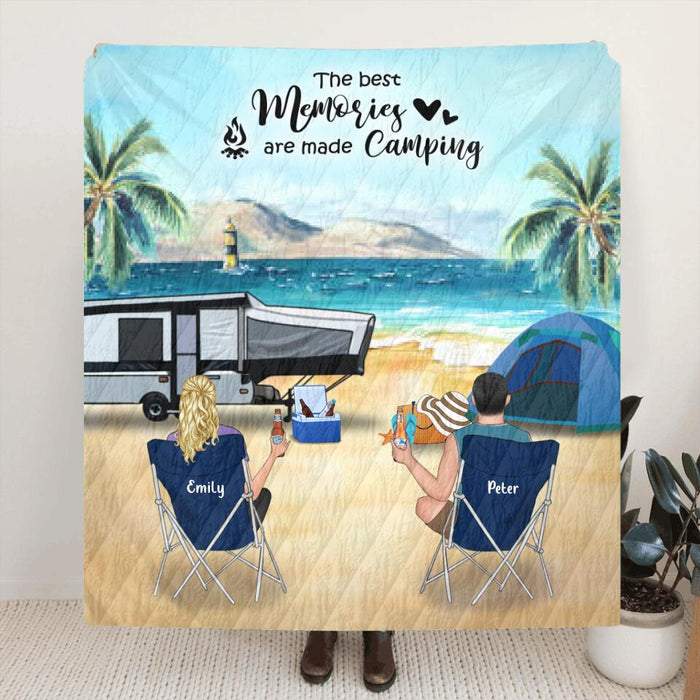 Personalized Camping Blanket - Family with Kids and Pets (Up to 4 kids and 2 pets) - The best memories are made camping - 1CTOH9