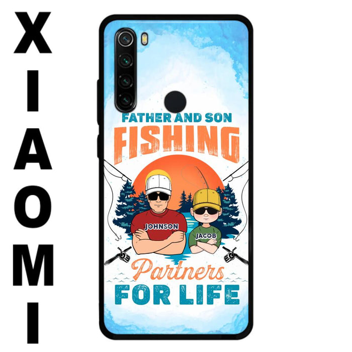 Personalized Father And Son Fishing Phone Case For Xiaomi/Oppo/Huawei - Dad With Up to 3 Children - Gift Idea For Father/Son/Daughter/Father's Day/Fishing Lover - Father And Son Fishing Partners For Life
