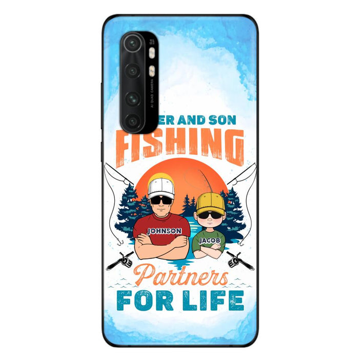 Personalized Father And Son Fishing Phone Case For Xiaomi/Oppo/Huawei - Dad With Up to 3 Children - Gift Idea For Father/Son/Daughter/Father's Day/Fishing Lover - Father And Son Fishing Partners For Life