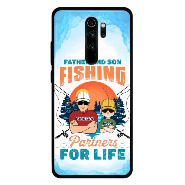 Personalized Father And Son Fishing Phone Case For Xiaomi/Oppo/Huawei - Dad With Up to 3 Children - Gift Idea For Father/Son/Daughter/Father's Day/Fishing Lover - Father And Son Fishing Partners For Life