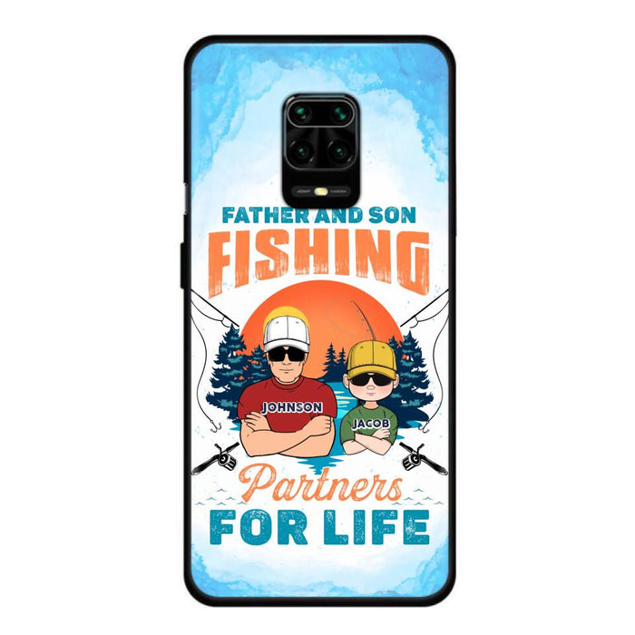 Personalized Father And Son Fishing Phone Case For Xiaomi/Oppo/Huawei - Dad With Up to 3 Children - Gift Idea For Father/Son/Daughter/Father's Day/Fishing Lover - Father And Son Fishing Partners For Life