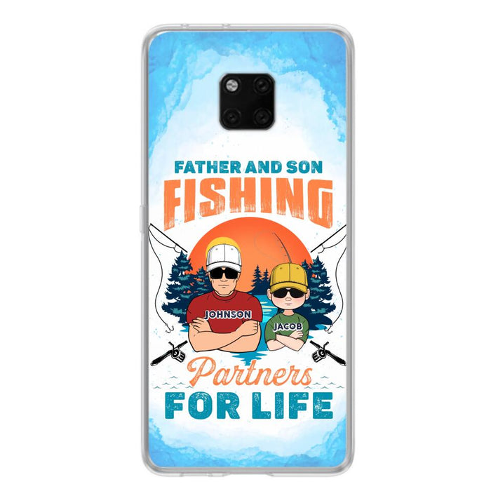 Personalized Father And Son Fishing Phone Case For Xiaomi/Oppo/Huawei - Dad With Up to 3 Children - Gift Idea For Father/Son/Daughter/Father's Day/Fishing Lover - Father And Son Fishing Partners For Life