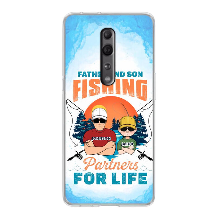 Personalized Father And Son Fishing Phone Case For Xiaomi/Oppo/Huawei - Dad With Up to 3 Children - Gift Idea For Father/Son/Daughter/Father's Day/Fishing Lover - Father And Son Fishing Partners For Life