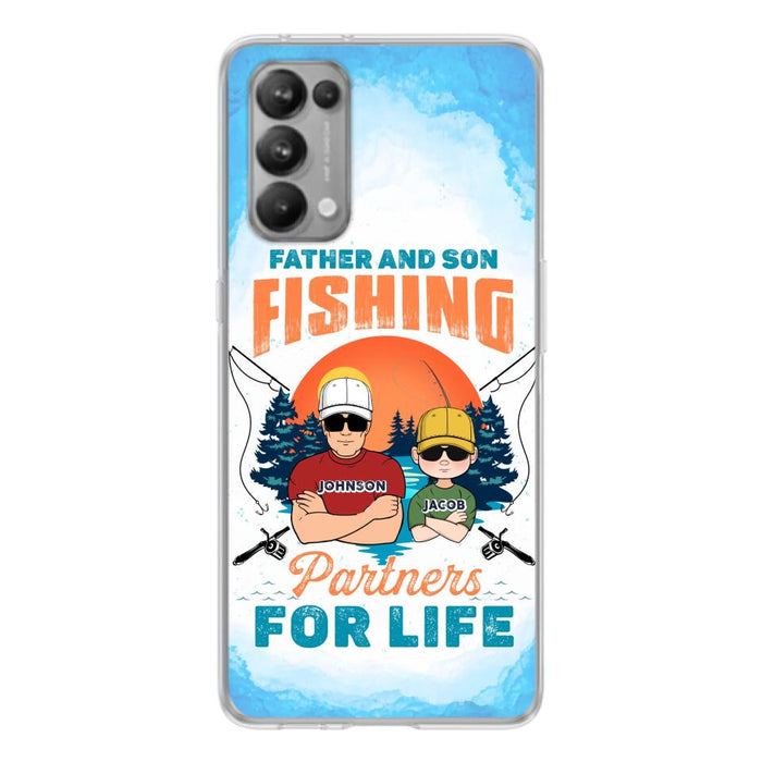 Personalized Father And Son Fishing Phone Case For Xiaomi/Oppo/Huawei - Dad With Up to 3 Children - Gift Idea For Father/Son/Daughter/Father's Day/Fishing Lover - Father And Son Fishing Partners For Life