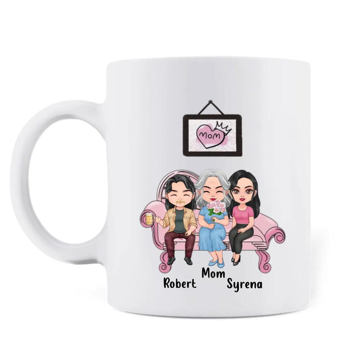 Personalized Mother Mug - Mom With Up to 2 Children - Gift Idea For Mother's Day - To My Mother-In-Law Thank For Not Putting My Husband Up For Adoption