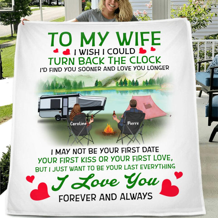 Personalized Camping Couple Fleece Blanket/Quilt - Gift Idea For Couple/Camping Lover - I Love You Forever And Always