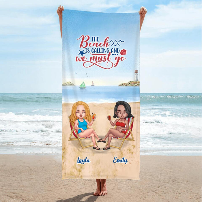 Personalized Friends Beach Towel - Up to 5 People - Gift Idea For Friends - The Beach Is Calling And We Must Go