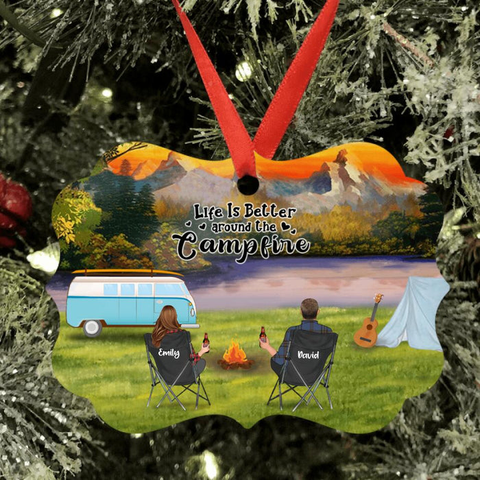 Personalized Camping Ornament- Couple/Parents With Up to 6 Kids, 2 Pets - Life Is Better Around The Campfire  - Q3VZTZ