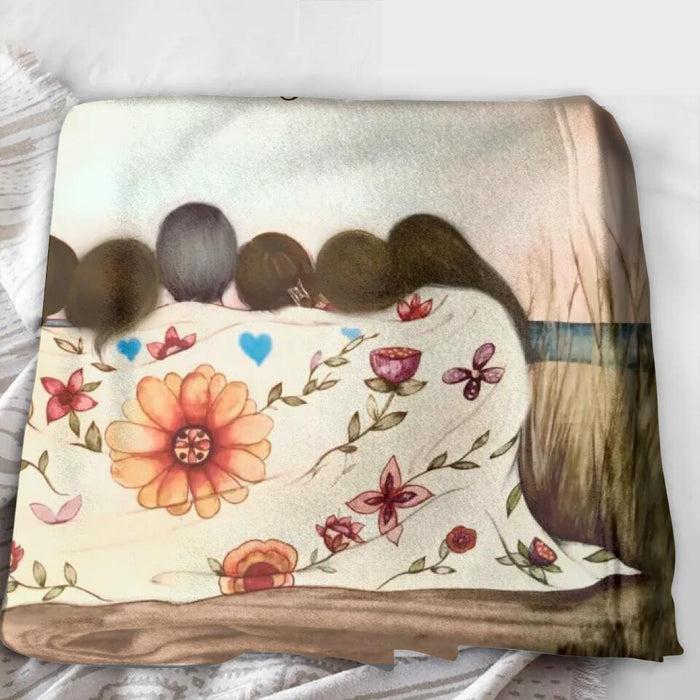 Personalized Mom & Daughter Quilt/Fleece Throw Blanket/Pillow Cover - Gift Idea For Mother's Day - Up to 5 Children -  Always On Our Minds Forever In Our Hearts
