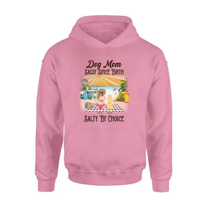 Personalized Dog Mom Shirt - Up to 4 Dogs - Mother's Day Gift Idea for Dog Lovers - Dog Mom Sassy Since Birth Salty By Choice