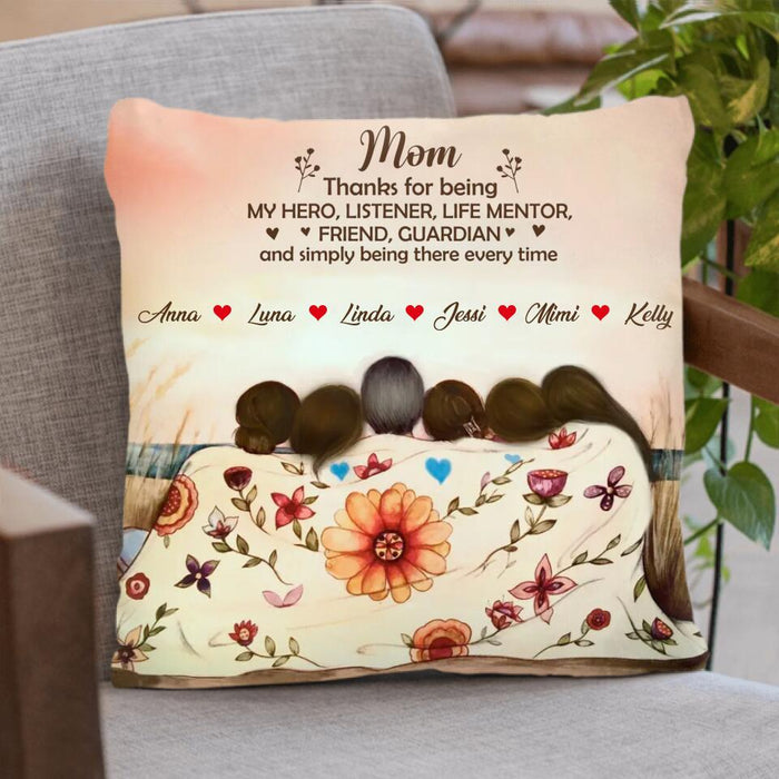 Personalized Mom & Daughter Fleece Throw Blanket/Quilt/Pillow Cover - Gift Idea For Mother's Day - Up to 5 Children - Mom Thanks For Being My Hero