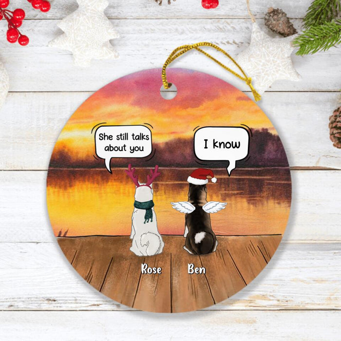 Personalized Xmas Pet Memorial Ornament - Up to 5 Dogs/Cats - Christmas Memorial Gift For Dog/Cat Lover